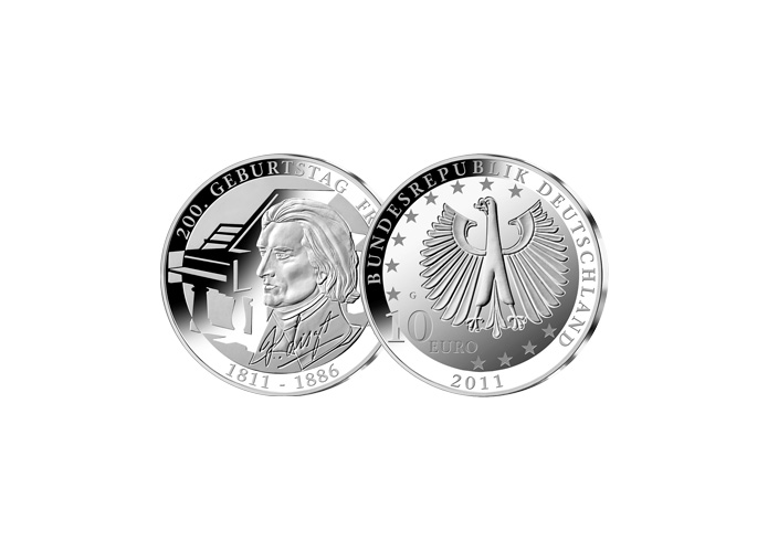 10 Euro 200. Geburtstag Franz Liszt; 2011 (Spiegelglanz)
