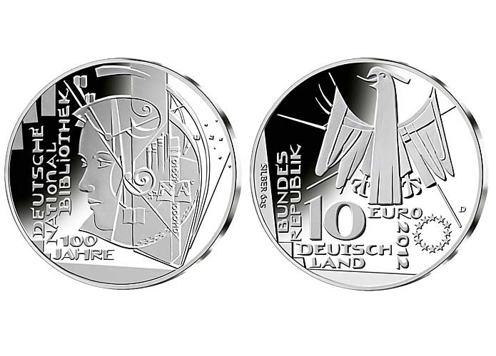 10 Euro "100 Jahre Deutsche Nationalbibliothek" 2012 (Spiegelglanz)