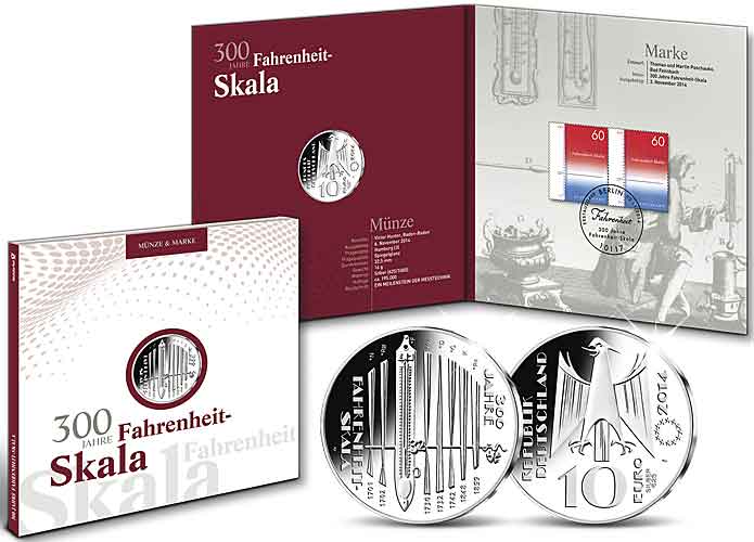 Numisfolder Mnze & Marke: "300 Jahre Fahrenheit-Skala"