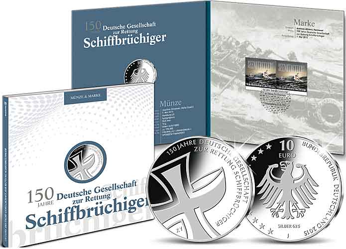 Numisfolder Mnze & Marke: "150 Jahre Deutsche Gesellschaft zur Rettung Schiffbrchiger"