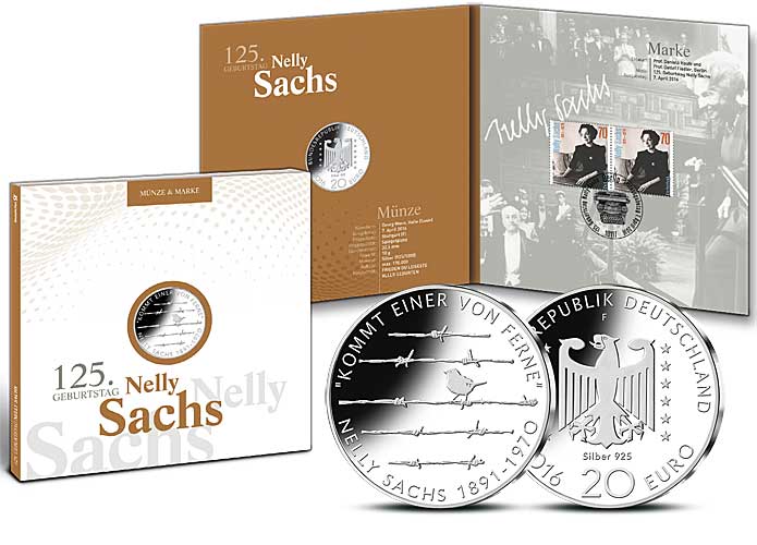 Numisfolder Mnze & Marke: "125. Geburtstag Nelly Sachs"
