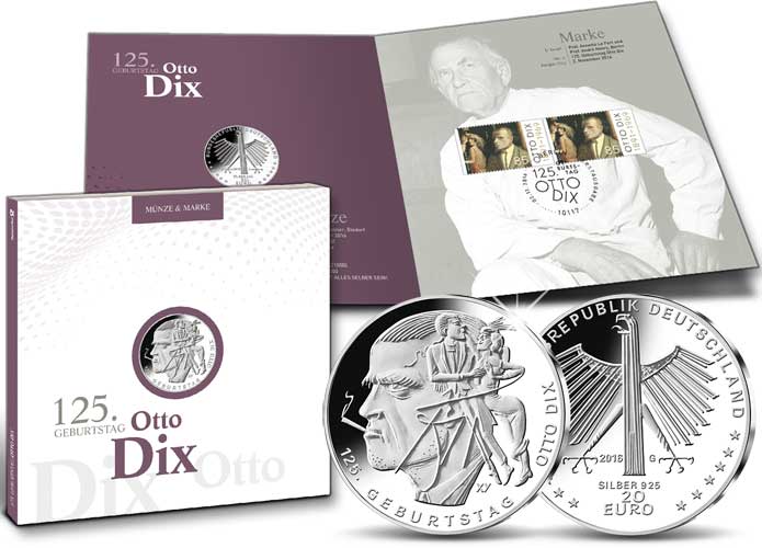 Numisfolder Mnze & Marke: "125. Geburtstag Otto Dix"