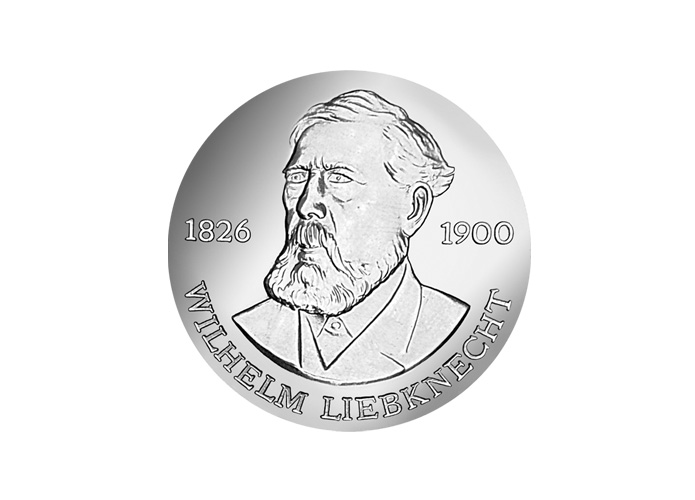 DDR Mnze: 20 Mark "150. Geburtstag Wilhelm Liebknecht", 1976 (Vorzglich/Stempelglanz)