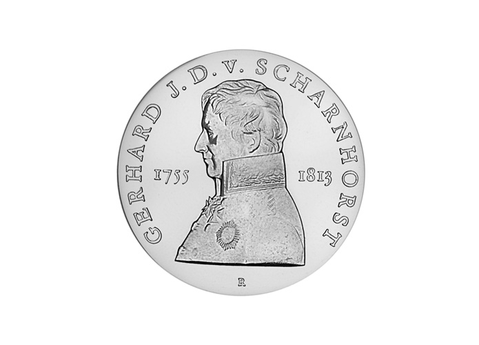 DDR 10 Mark "225. Geburtstag Gerhard von Scharnhorst", 1980 (Vorzglich/Stempelglanz)