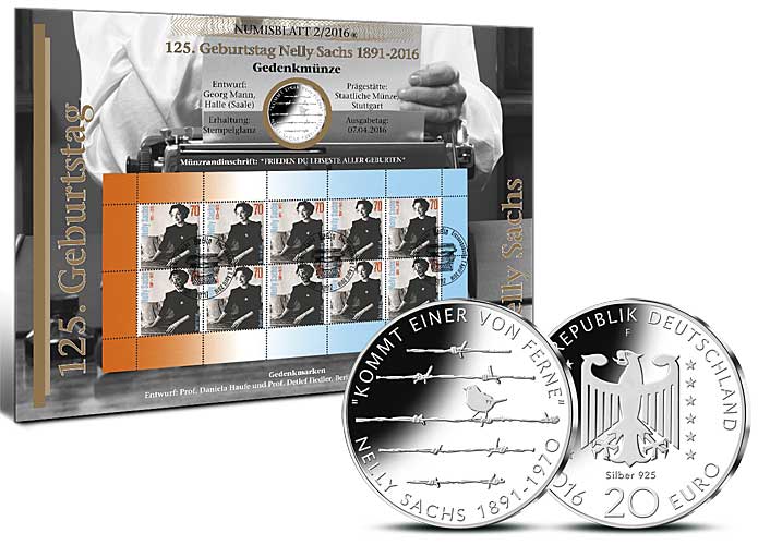 Numisblatt: "125. Geburtstag Nelly Sachs"