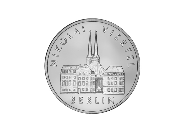 DDR Mnze: 5 Mark "Nikolaiviertel in Berlin", 1987 (Vorzglich/Stempelglanz)