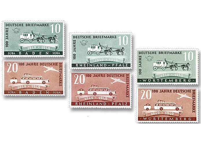 Alliierte Besatzung, Franzsische Zone "100 Jahre deutsche Briefmarken"
