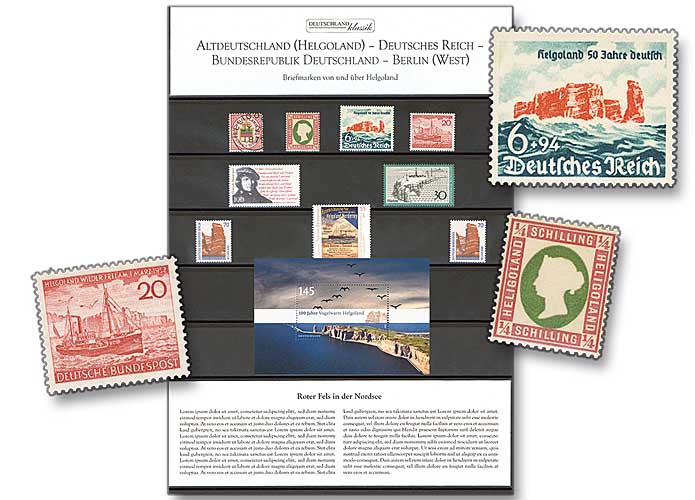 Raritten-Steckkarte, "Briefmarken von und ber Helgoland"