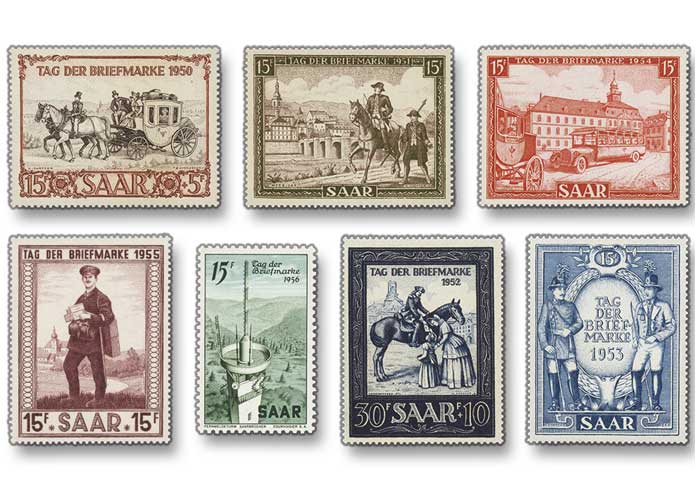 Saarland "Tag der Briefmarke, 1950-1956", Komplett-Sammlung