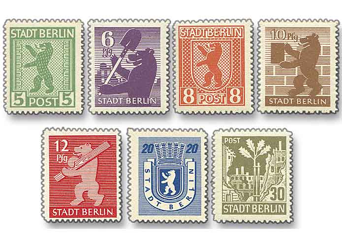 Alliierte Besatzung, Berlin und Brandenburg, Freimarken "Berliner Br und Eiche"