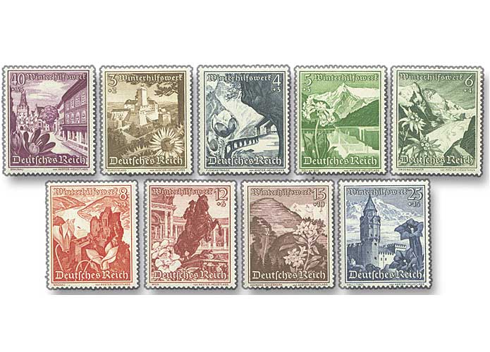 Deutsches Reich, "Landschaften und Alpenblumen", Komplett-Satz