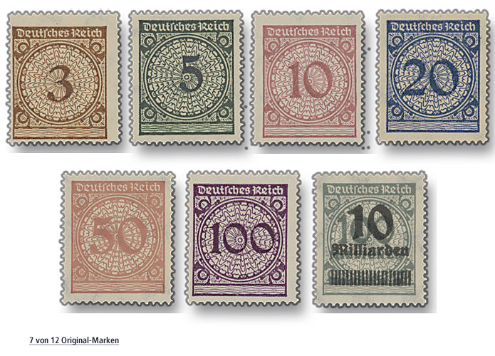 Deutsches Reich, Weimarer Republik "Die letzten Marken vor und die ersten nach der Whrungsreform 1923"