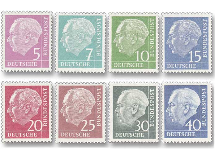 BRD, Freimarken "Bundesprsident Heuss auf fluoreszierendem Papier"