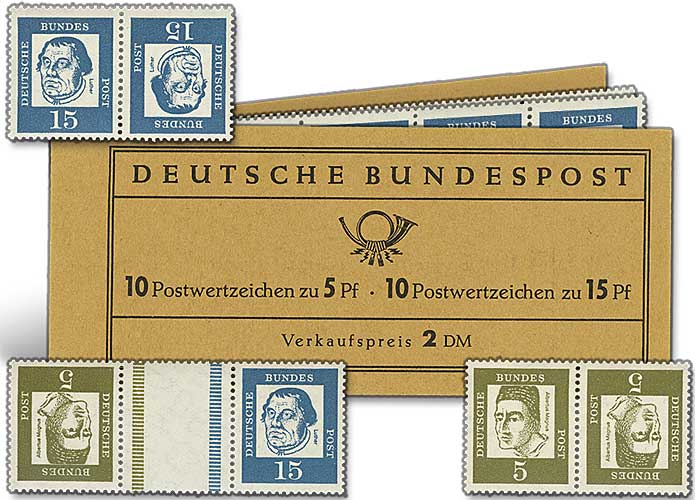 Bund-Markenheftchen und Kehrdrucke "Albertus Magnus und Luther"