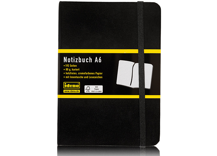 Idena Notizbuch DIN A6, 192 Blatt, kariert