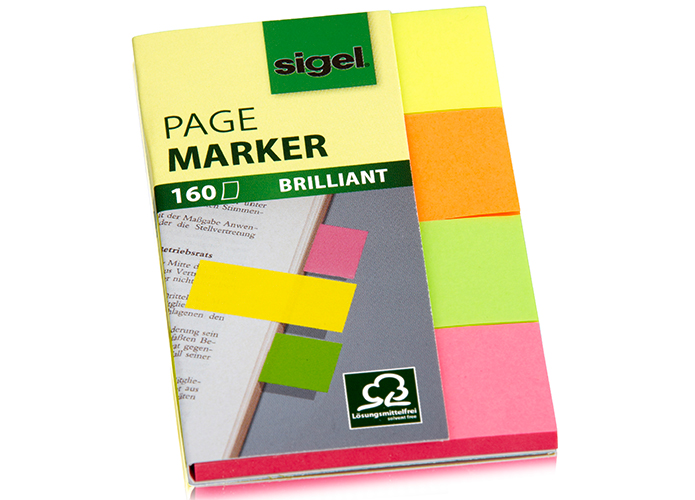 Sigel Haftmarker Papier: 4 Farben im Pocket, 20x50mm, 160 Blatt