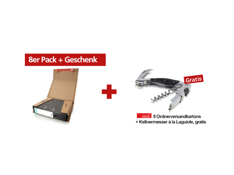 8 ColomPac Ordnerversandkartons + Kellnermesser gratis