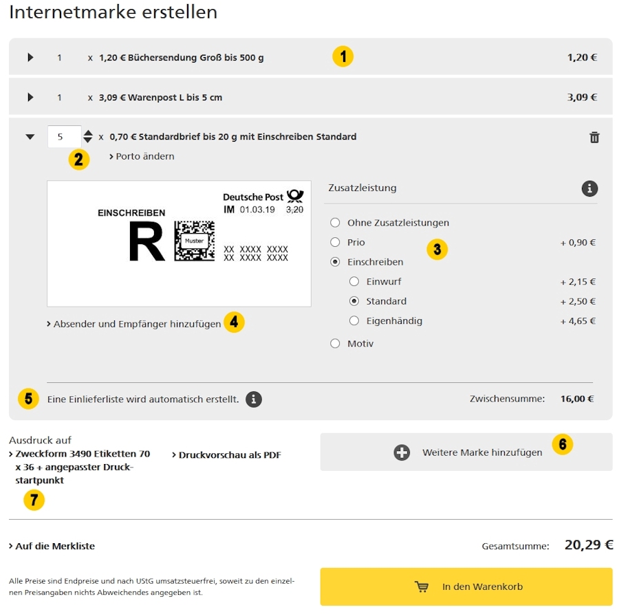 Vorschau Internetmarke